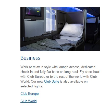 British Airways Business Class